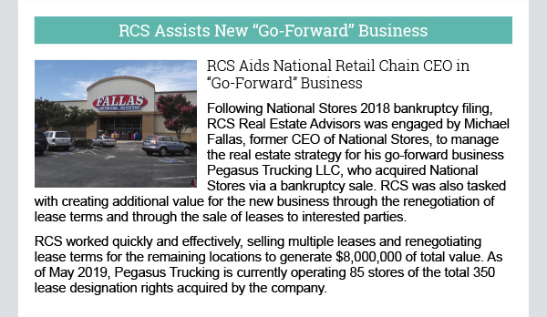 RCS Assists New Go Forward Business